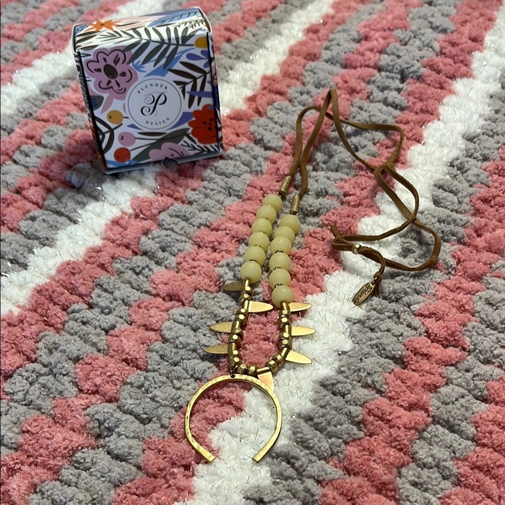 Plunder Gold and Cream Necklace with Beaded Design